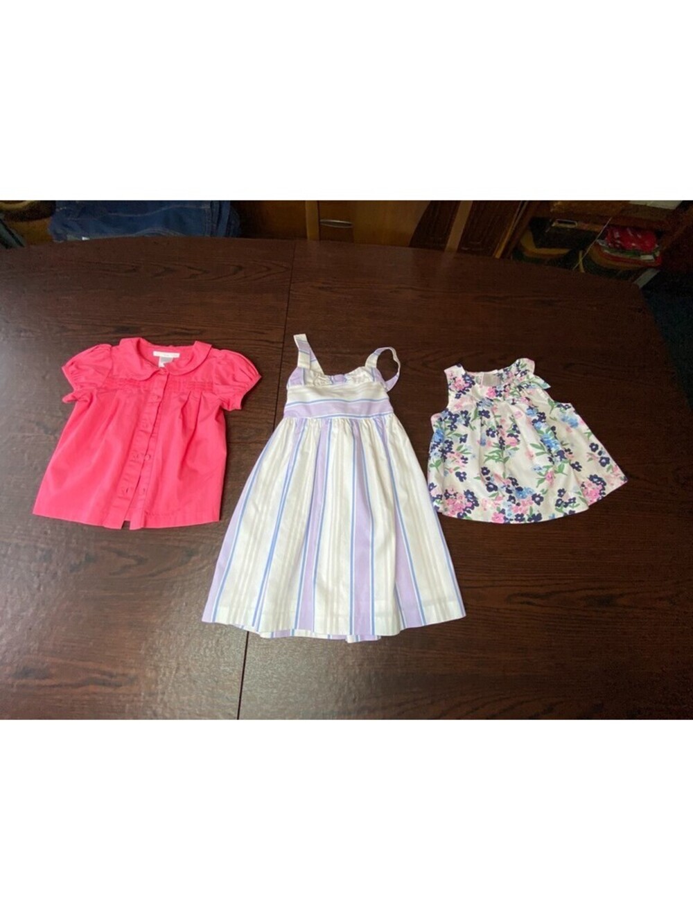 Janie and Jack Dress Top 12 Months - 24 Months Pink Floral Stripe Summer Girls